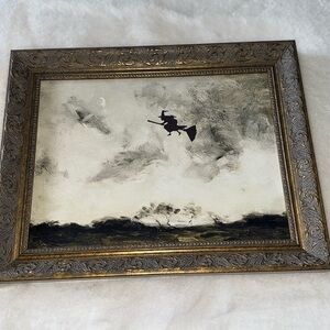 NEW Petal Lane Framed Witch Silhouette Halloween Painting 11x14”